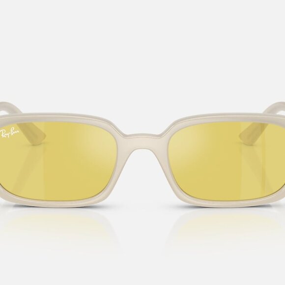 NEW Ray-Ban Zuri Bio-Based Sunglasses in Polished Cloudy Warm White/Yellow Lens main image 3